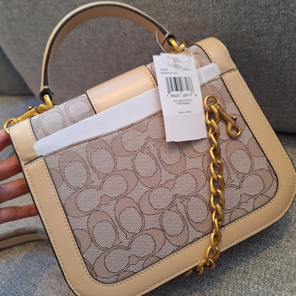 NWT - COACH Retail Alie Saddle Bag In Signature Jacquard -  Stone Ivory - Picture 4 of 9